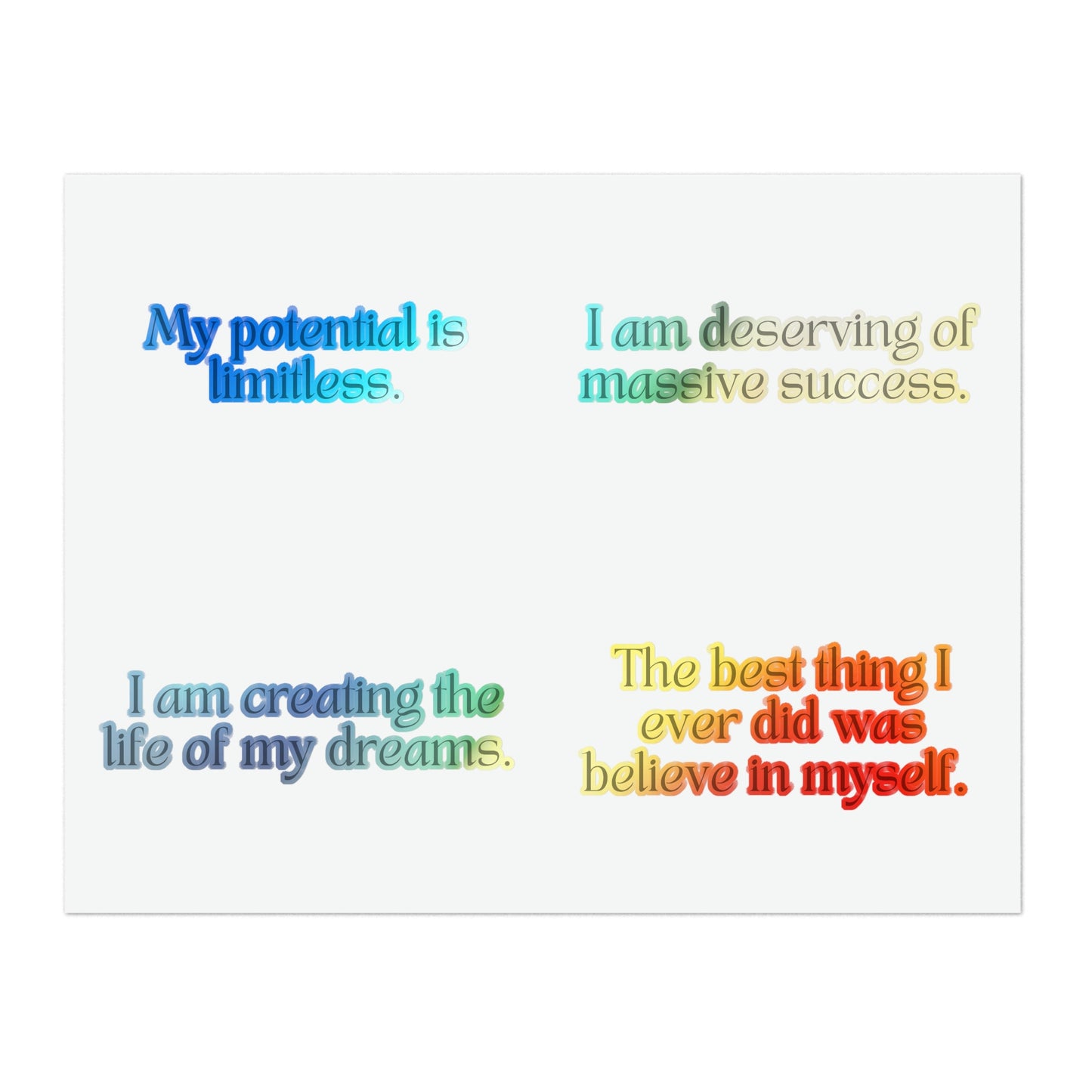 Short Success Affirmations Sticker Sheet